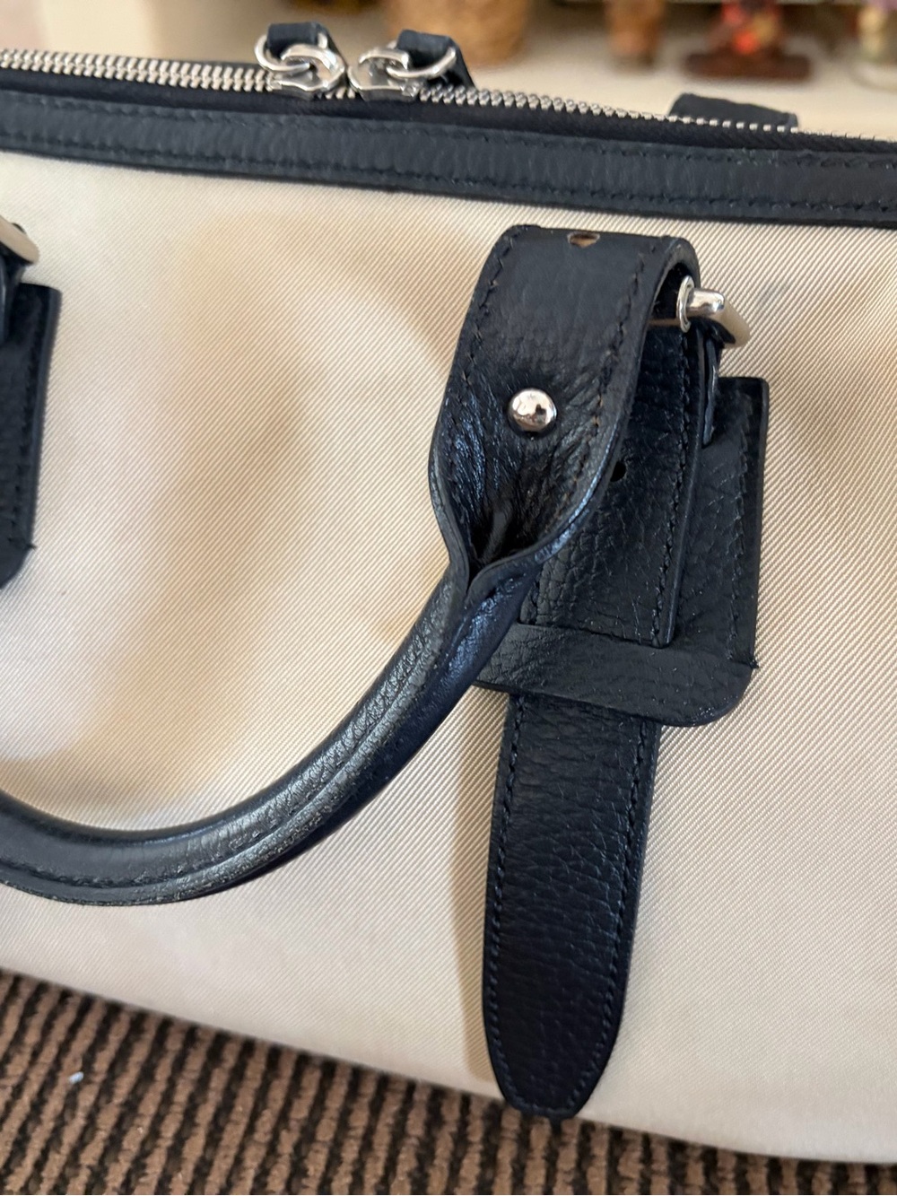 Burberry Nova Check Satchel Jacquard Leather Handbag Black Beige - Picture 10 of 16